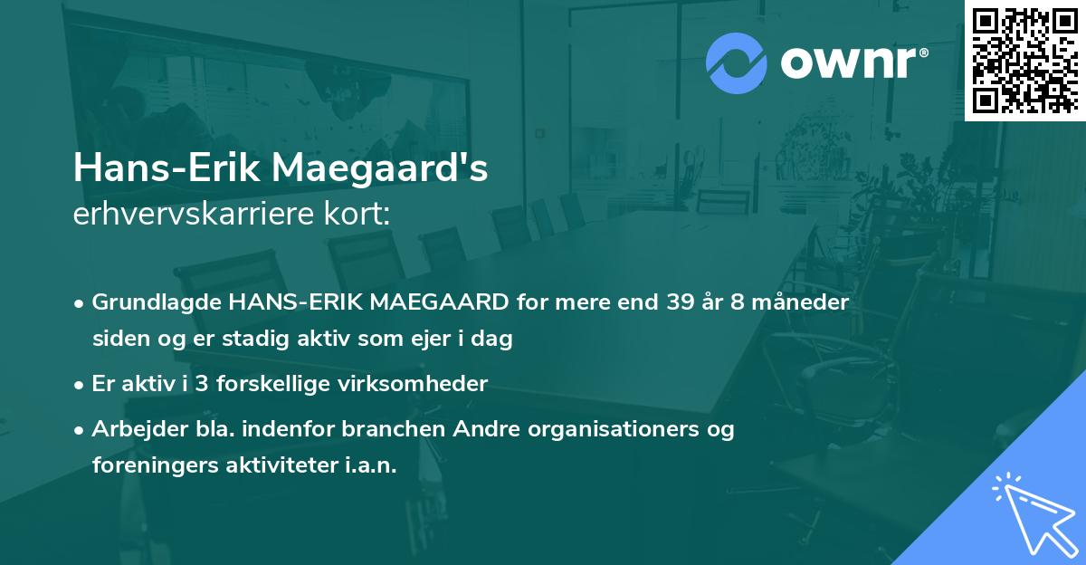 Hans-Erik Maegaard's erhvervskarriere kort