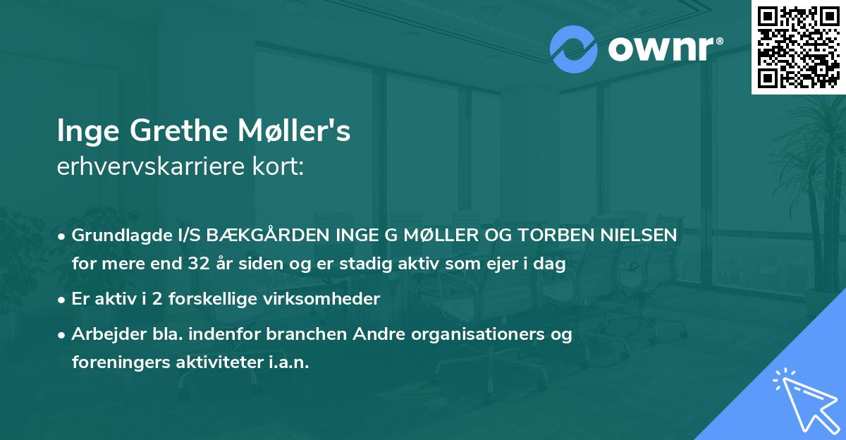 Inge Grethe Møller's erhvervskarriere kort