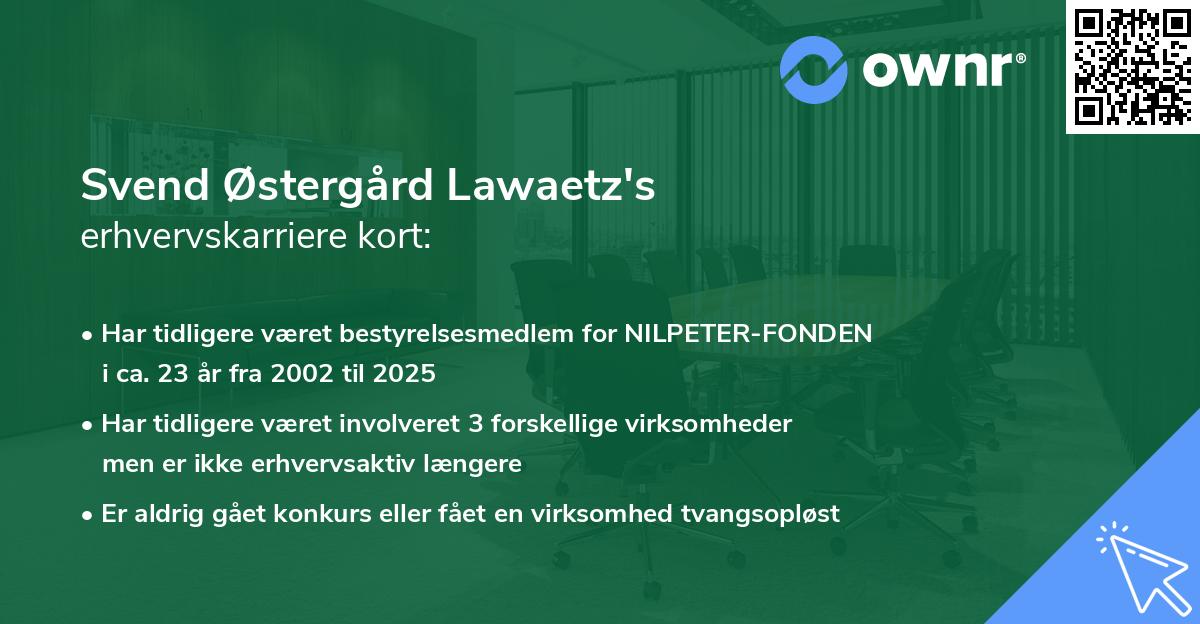 Svend Østergård Lawaetz's erhvervskarriere kort