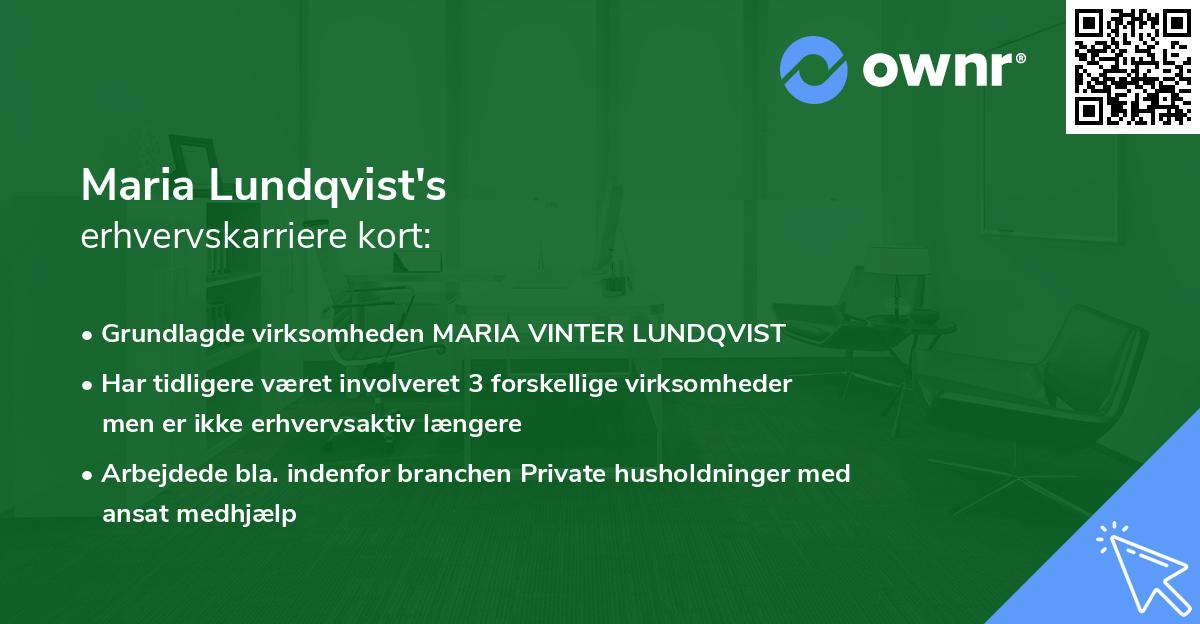 Maria Lundqvist's erhvervskarriere kort