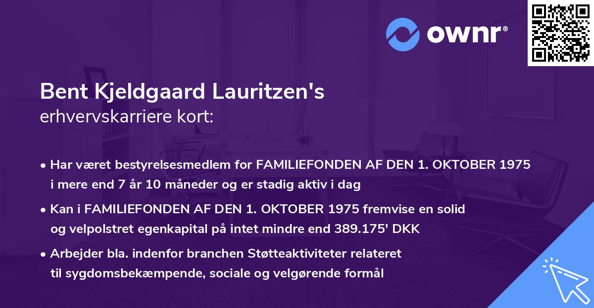 Bent Kjeldgaard Lauritzen's erhvervskarriere kort