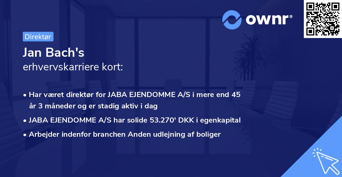 Jan Bach's erhvervskarriere kort