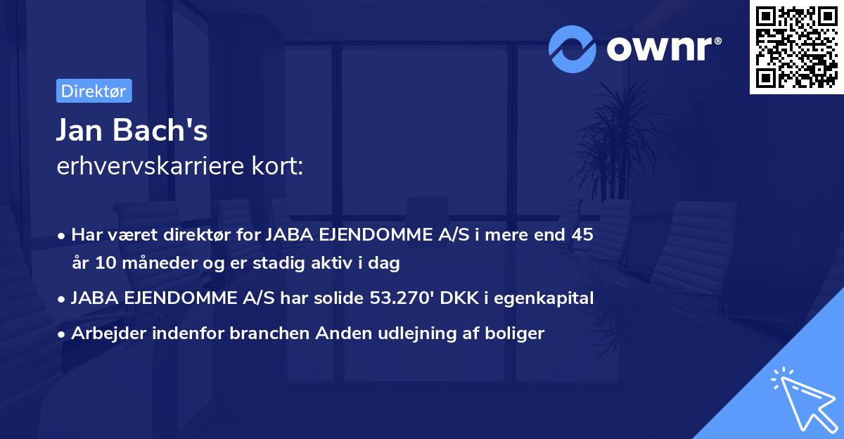 Jan Bach's erhvervskarriere kort