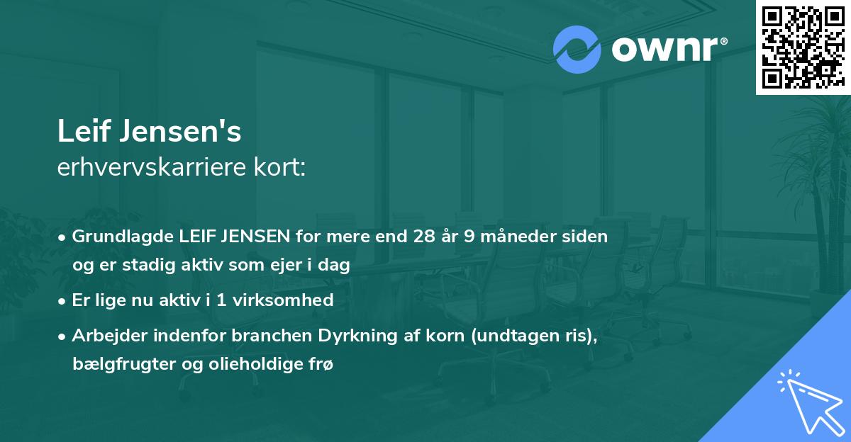 Leif Jensen's erhvervskarriere kort