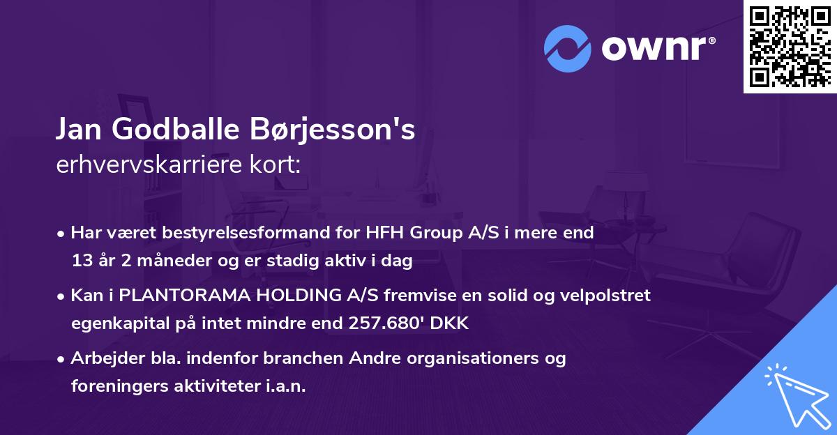 Jan Godballe Børjesson's erhvervskarriere kort