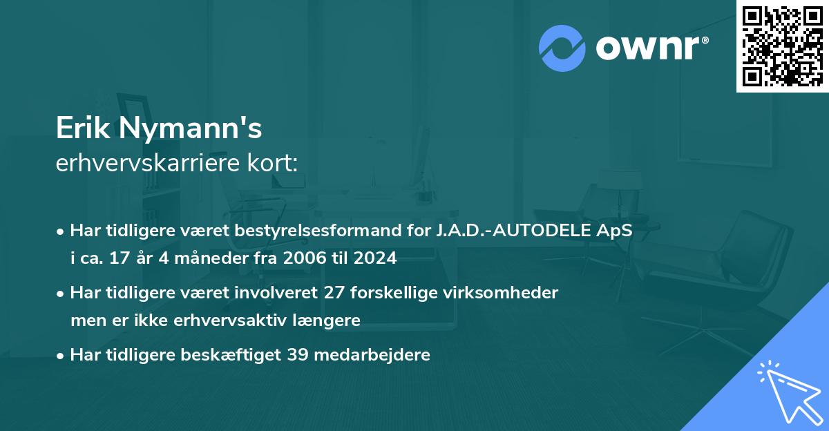 Erik Nymann's erhvervskarriere kort