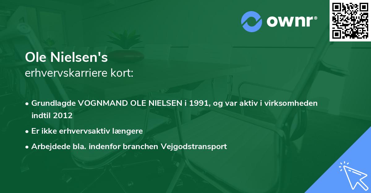 Ole Nielsen's erhvervskarriere kort