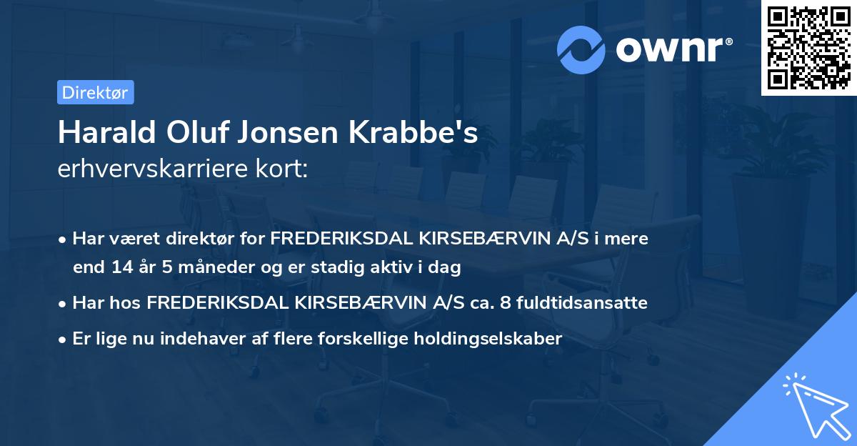 Harald Oluf Jonsen Krabbe's erhvervskarriere kort