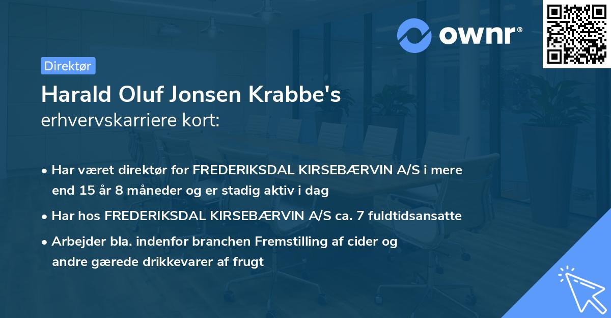 Harald Oluf Jonsen Krabbe's erhvervskarriere kort