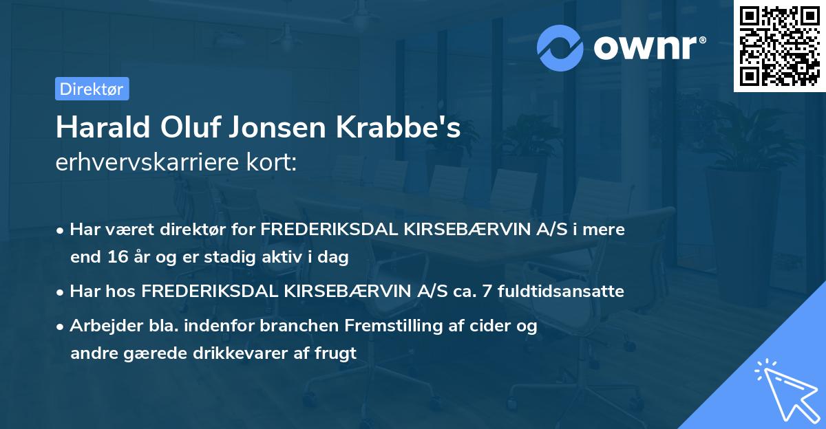 Harald Oluf Jonsen Krabbe's erhvervskarriere kort