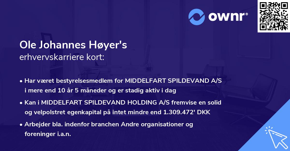 Ole Johannes Høyer's erhvervskarriere kort