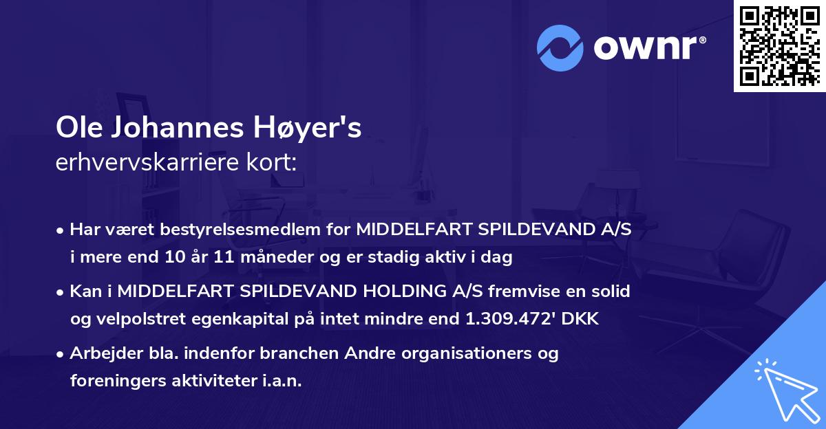 Ole Johannes Høyer's erhvervskarriere kort