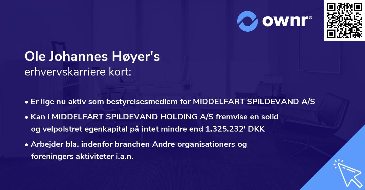 Ole Johannes Høyer's erhvervskarriere kort