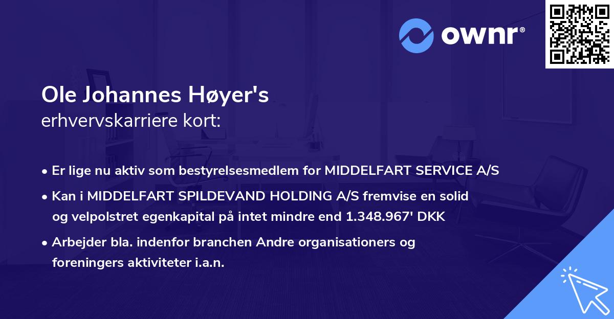 Ole Johannes Høyer's erhvervskarriere kort