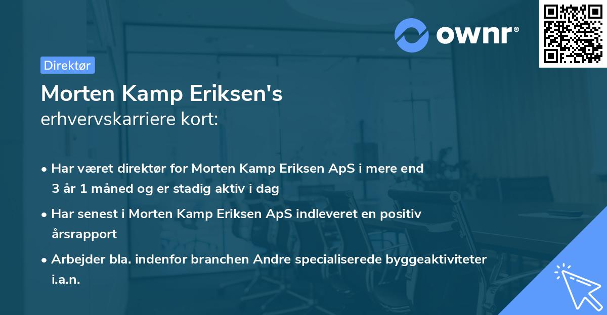 Morten Kamp Eriksen's erhvervskarriere kort