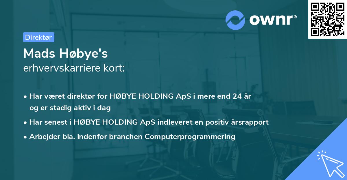 Mads Høbye's erhvervskarriere kort
