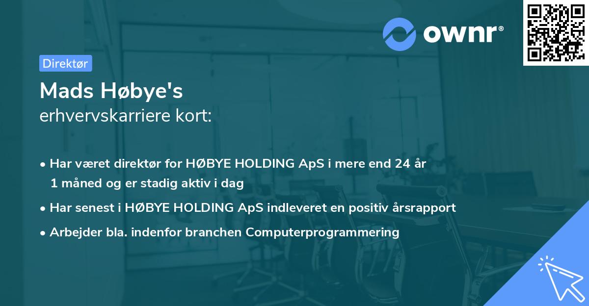 Mads Høbye's erhvervskarriere kort