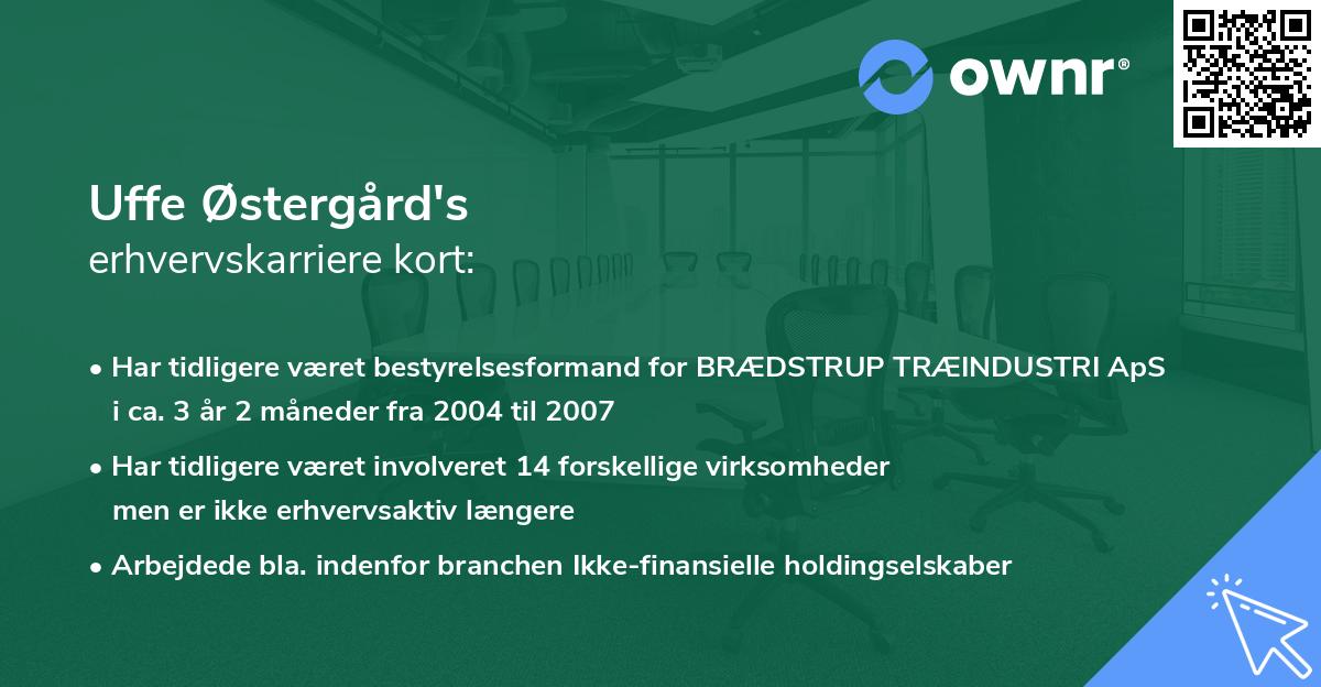 Uffe Østergård's erhvervskarriere kort
