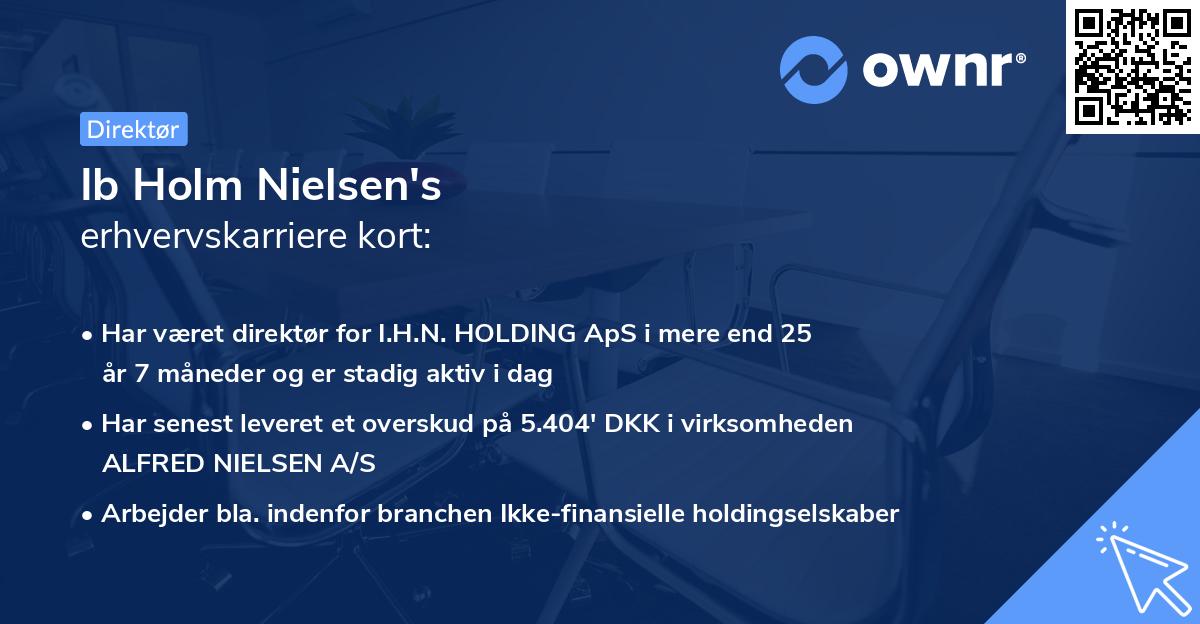 Ib Holm Nielsen's erhvervskarriere kort