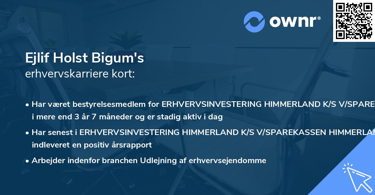 Ejlif Holst Bigum's erhvervskarriere kort