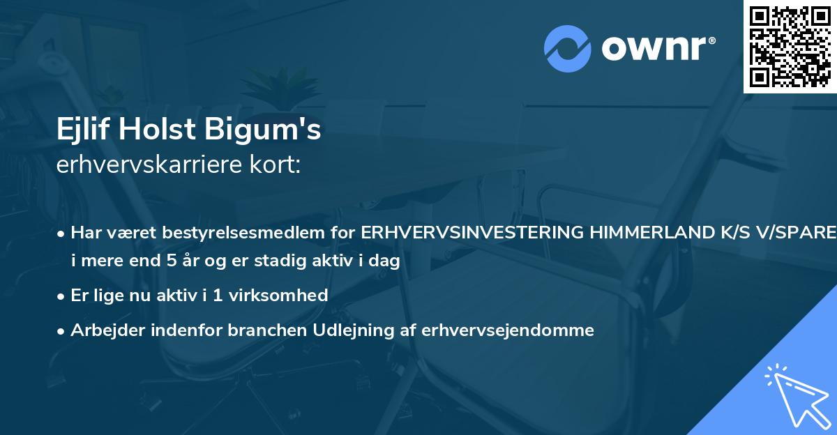 Ejlif Holst Bigum's erhvervskarriere kort