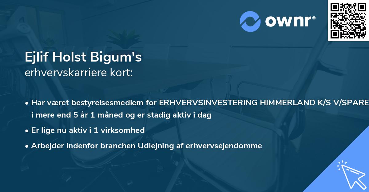 Ejlif Holst Bigum's erhvervskarriere kort