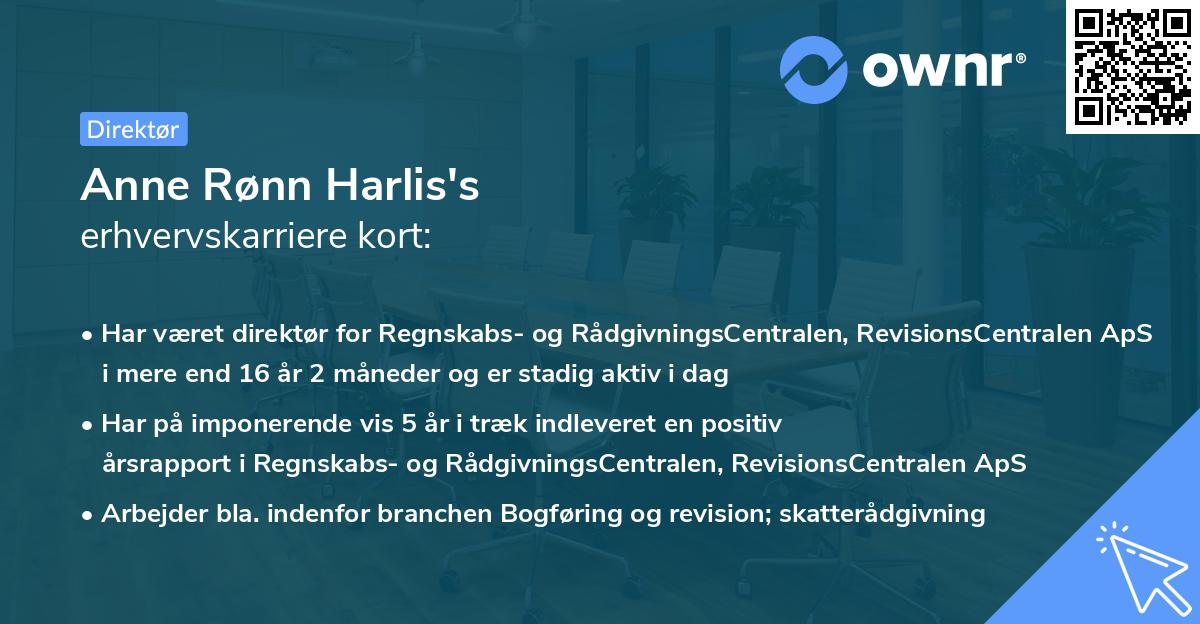 Anne Rønn Harlis's erhvervskarriere kort