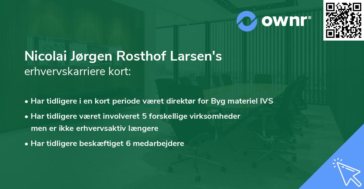 Nicolai Jørgen Rosthof Larsen's erhvervskarriere kort