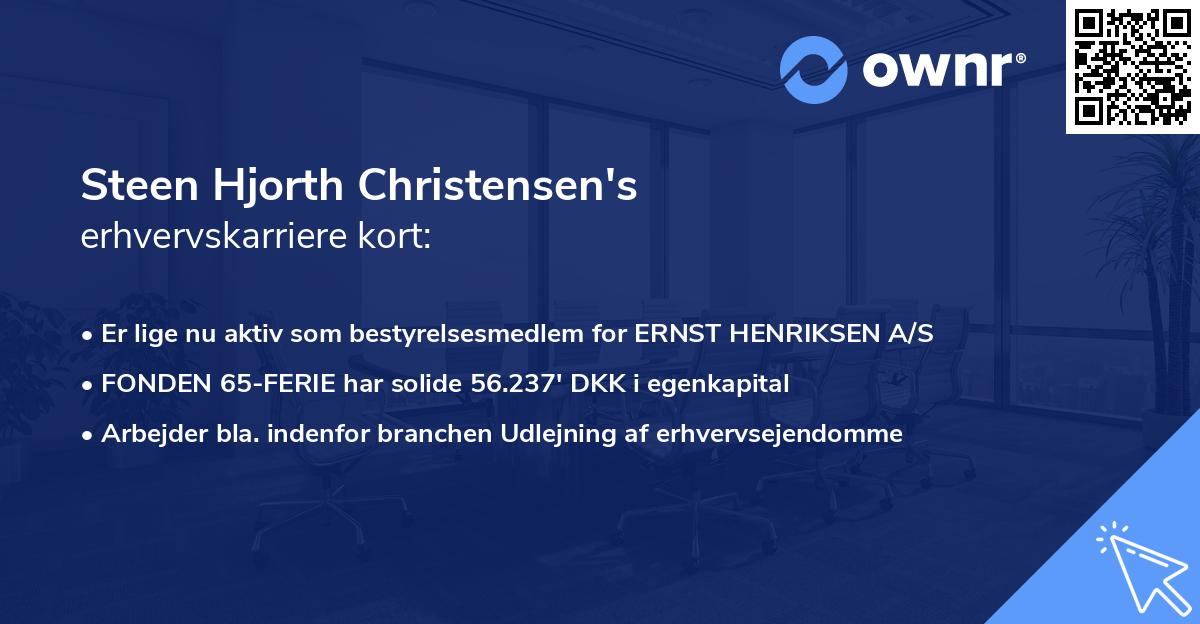 Steen Hjorth Christensen's erhvervskarriere kort