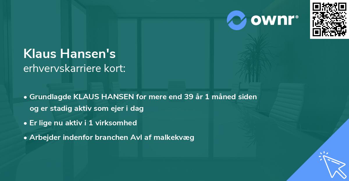 Klaus Hansen's erhvervskarriere kort