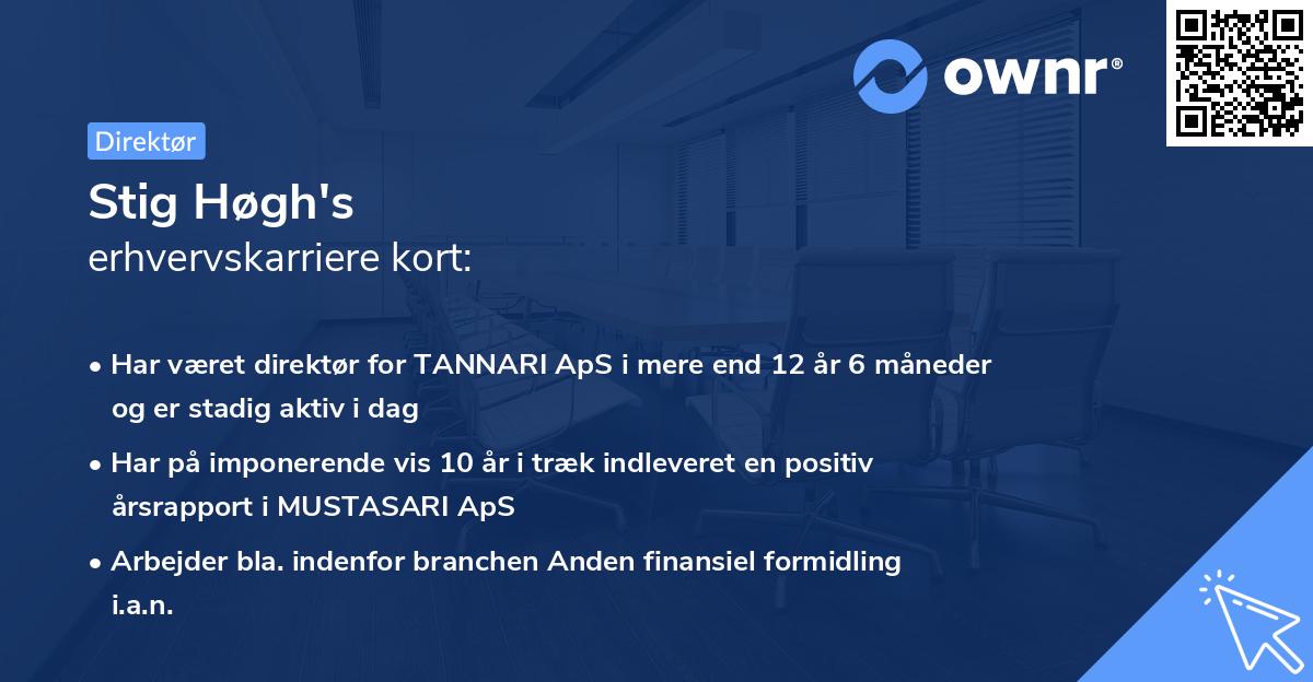 Stig Høgh's erhvervskarriere kort