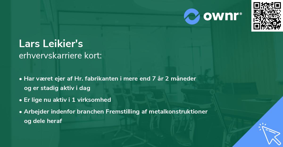 Lars Leikier's erhvervskarriere kort