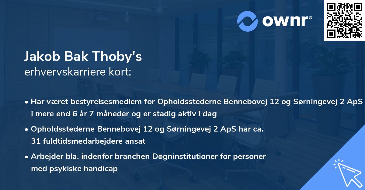 Jakob Bak Thoby's erhvervskarriere kort