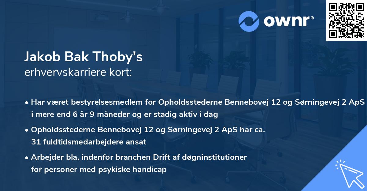 Jakob Bak Thoby's erhvervskarriere kort