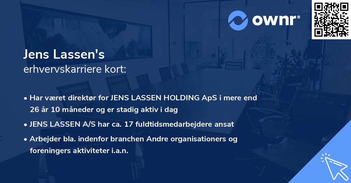 Jens Lassen's erhvervskarriere kort