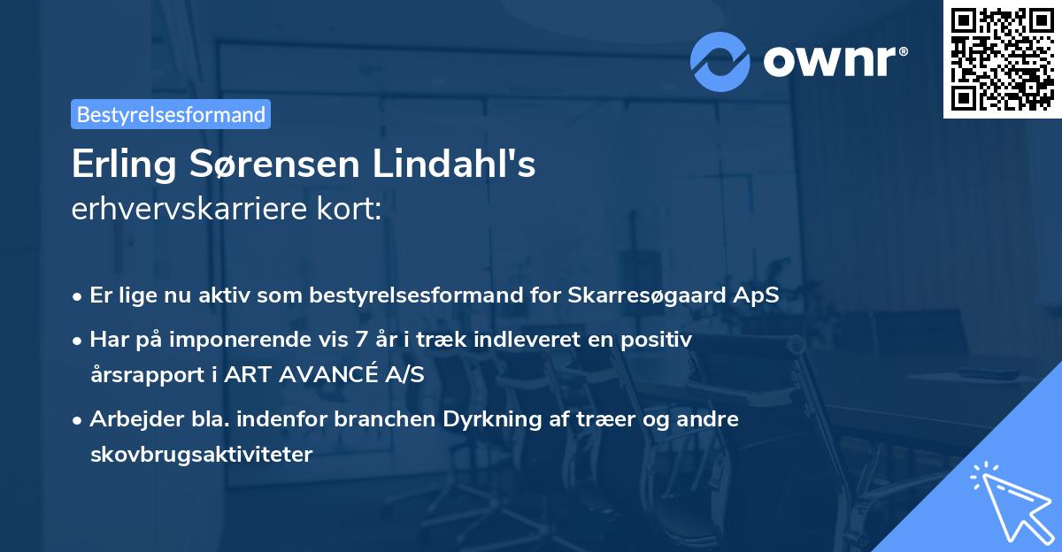 Erling Sørensen Lindahl's erhvervskarriere kort