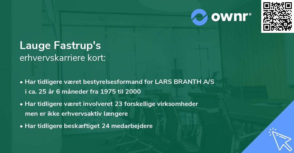 Lauge Fastrup's erhvervskarriere kort