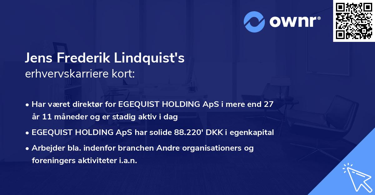 Jens Frederik Lindquist's erhvervskarriere kort