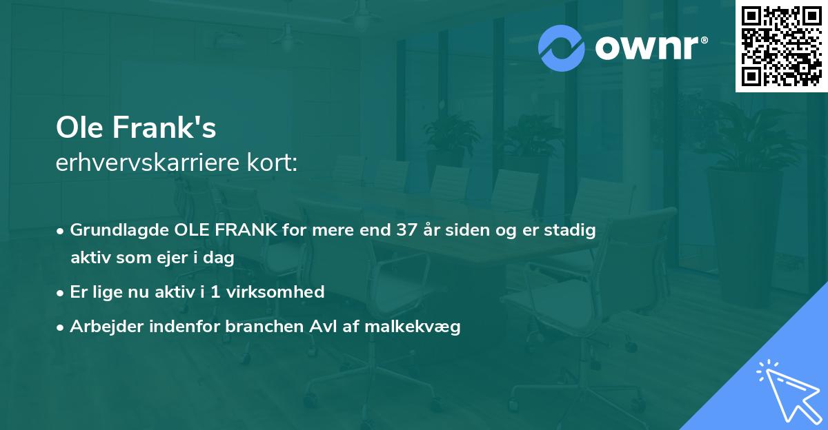 Ole Frank's erhvervskarriere kort