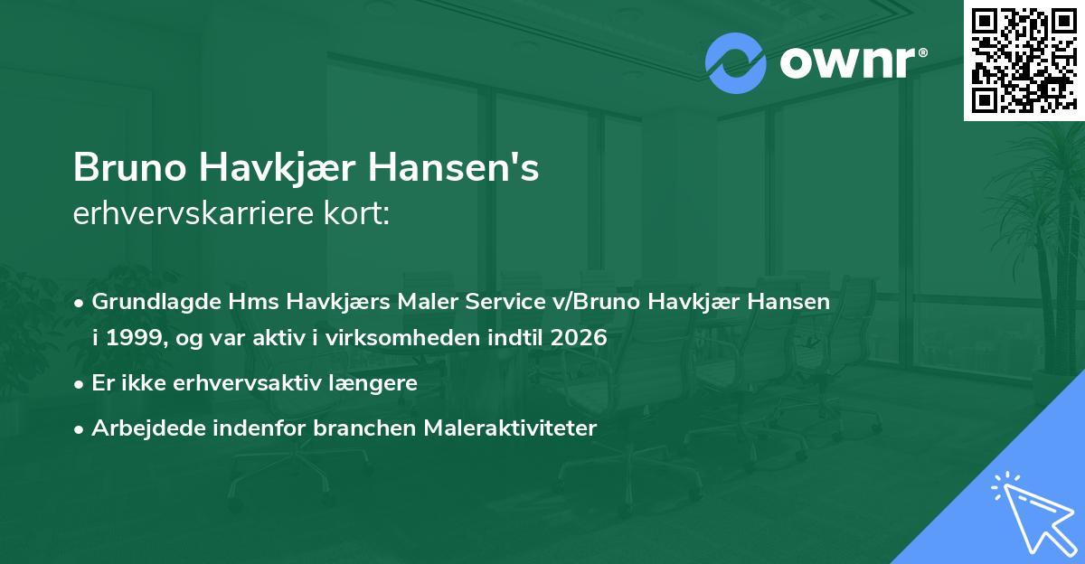 Bruno Havkjær Hansen's erhvervskarriere kort