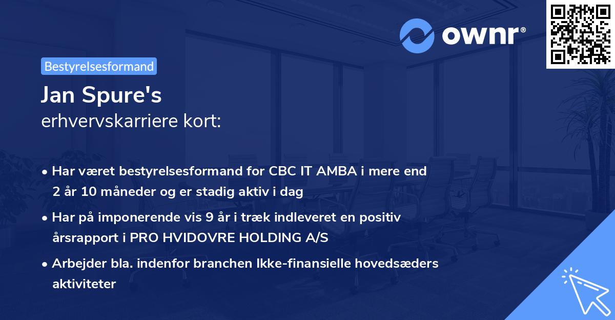 Jan Spure's erhvervskarriere kort