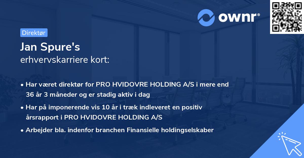 Jan Spure's erhvervskarriere kort