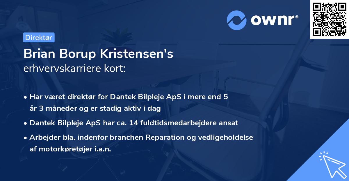 Brian Borup Kristensen's erhvervskarriere kort