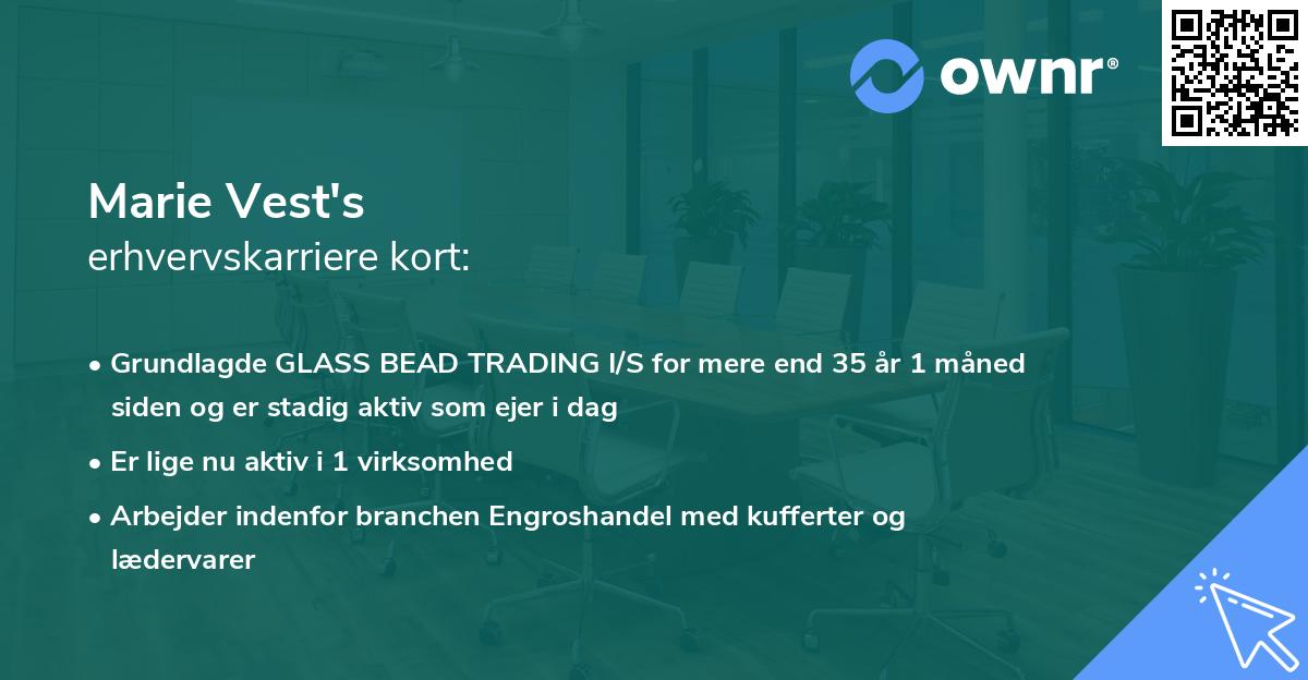 Marie Vest's erhvervskarriere kort