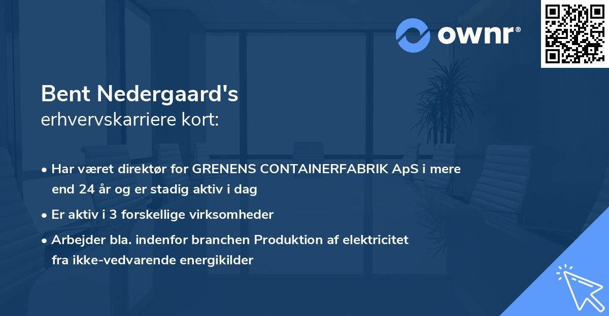 Bent Nedergaard's erhvervskarriere kort