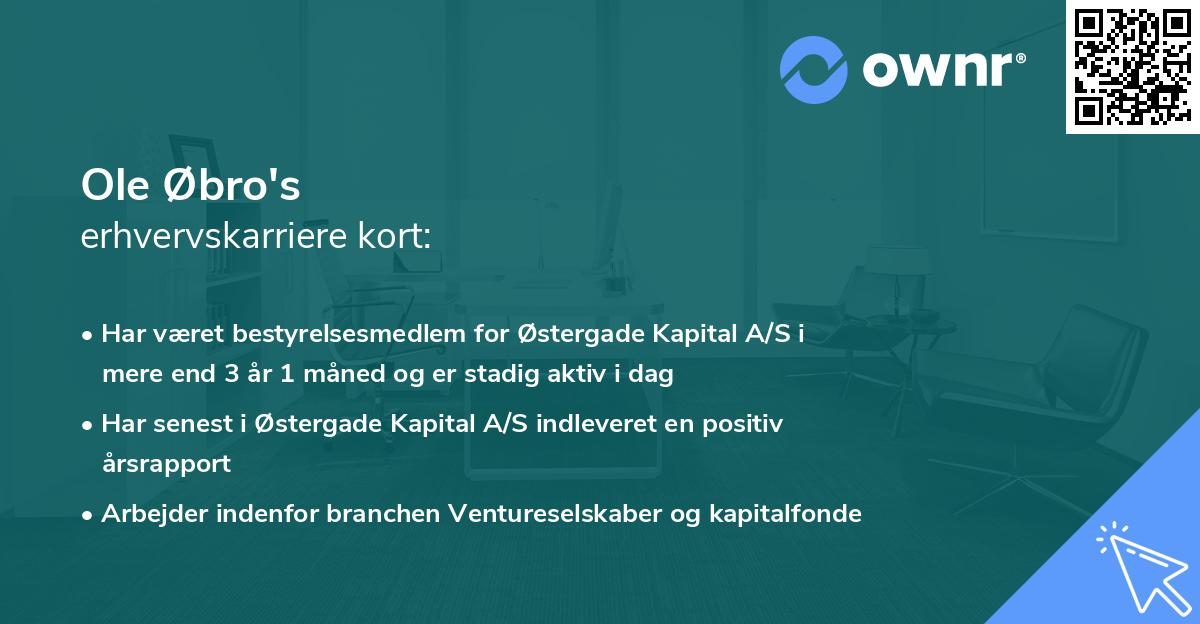 Ole Øbro's erhvervskarriere kort