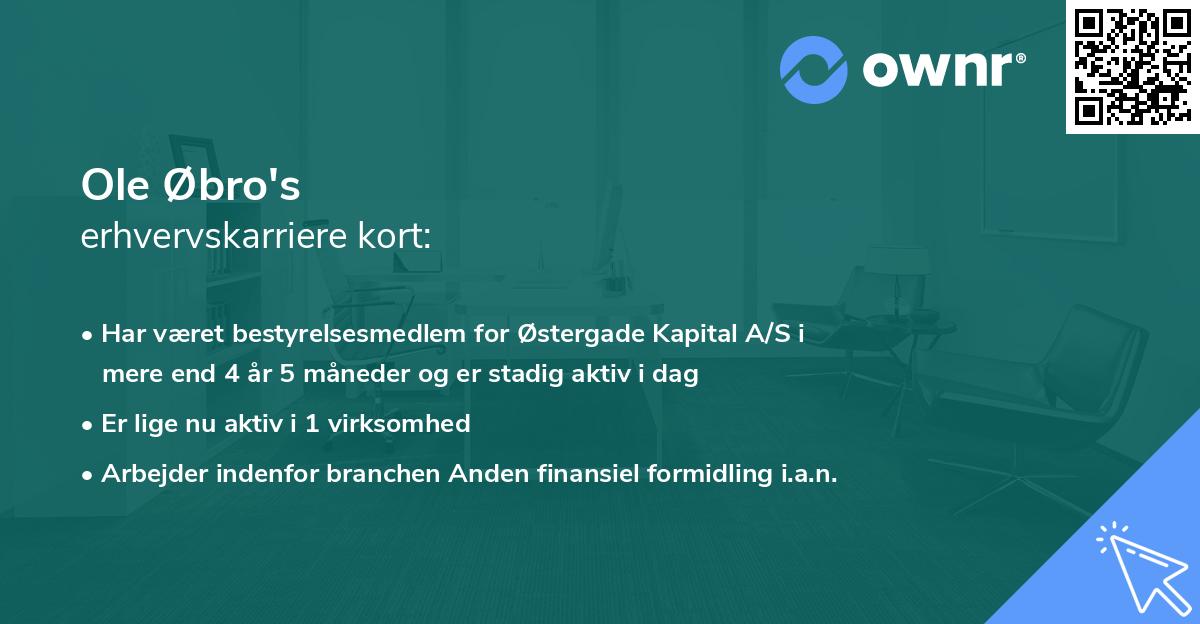 Ole Øbro's erhvervskarriere kort