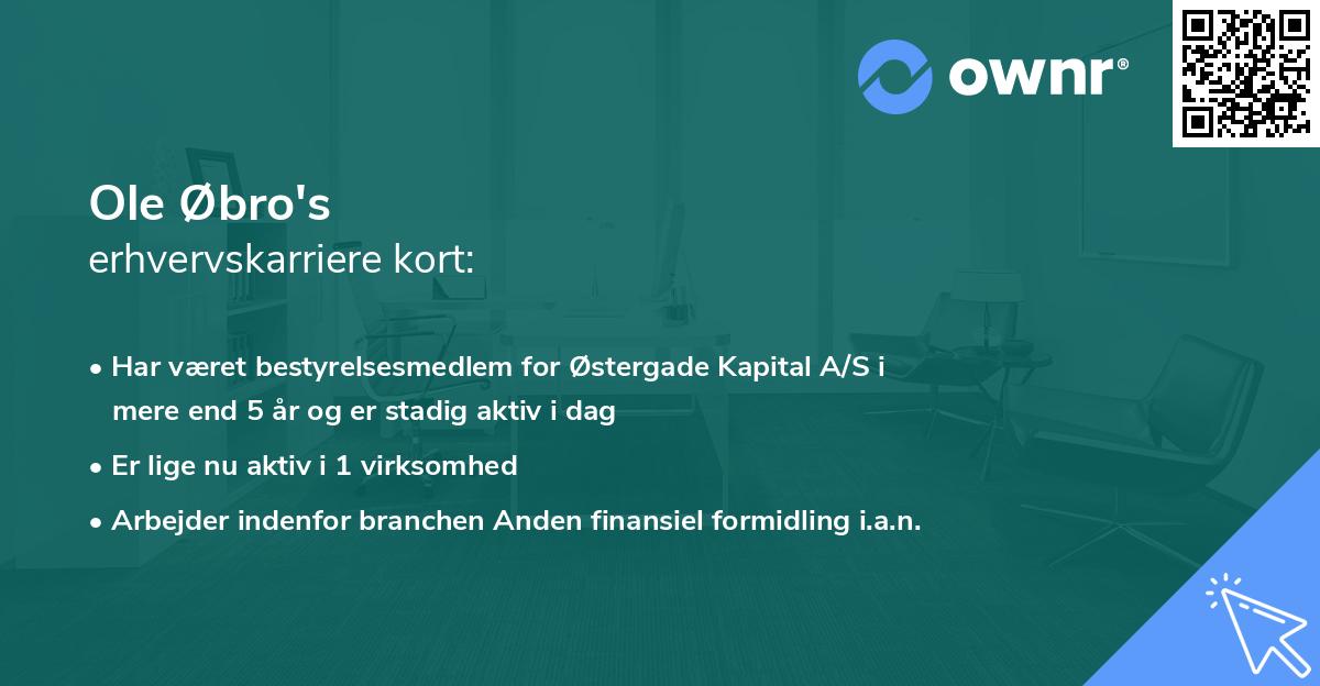 Ole Øbro's erhvervskarriere kort