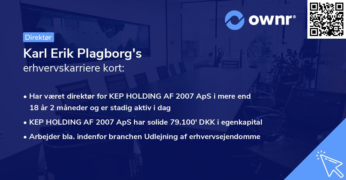 Karl Erik Plagborg's erhvervskarriere kort