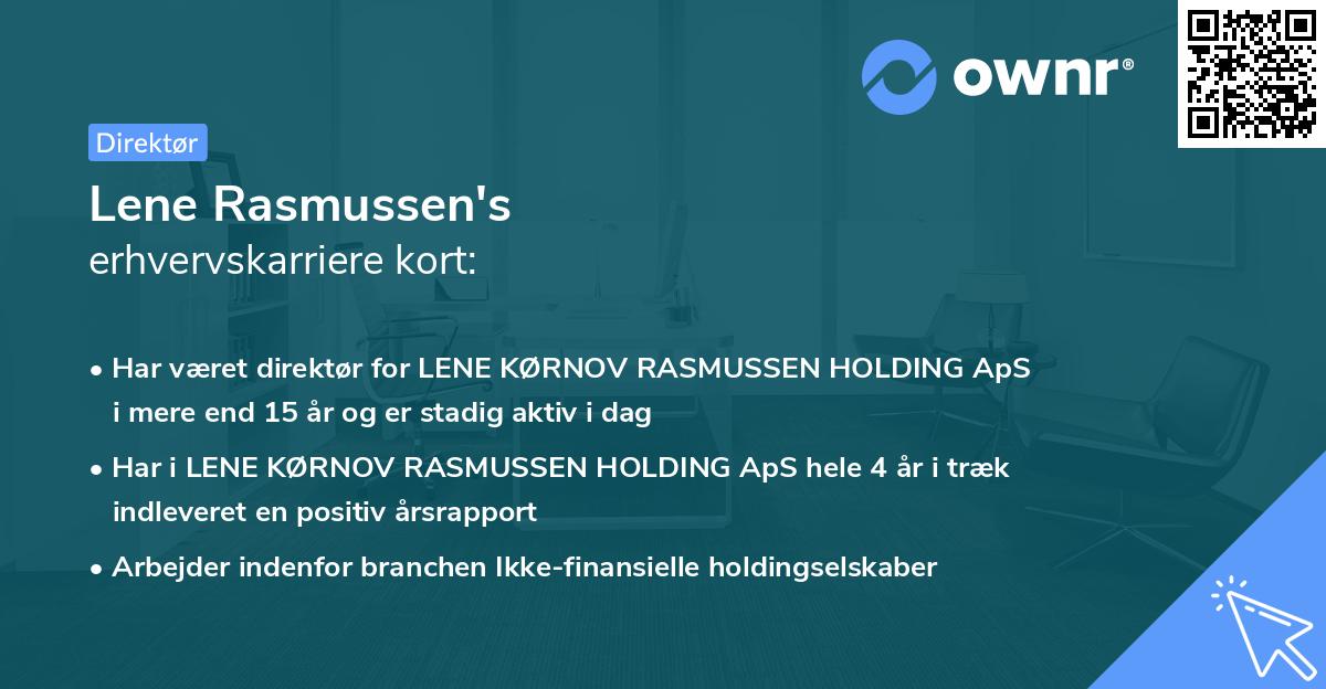 Lene Rasmussen's erhvervskarriere kort